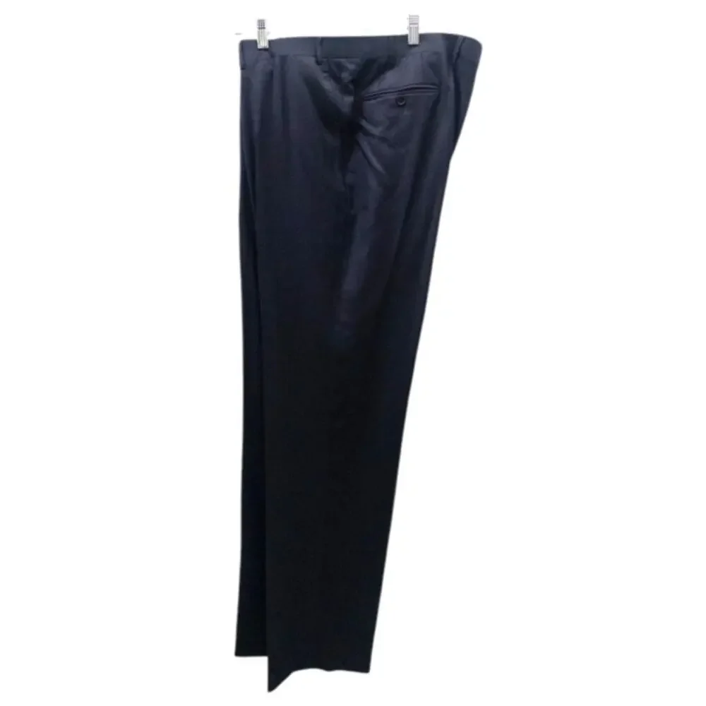 Canali Wool Suit Pants Men's 40 Navy Blue Plaid Classic Fit Dress Trousers Italy